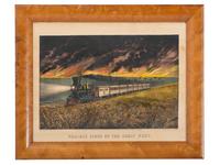 [WESTERN AMERICANA-RAILROAD] Prairie Fires of the Great West . Washington: Currier & Ives, 1871. Plus