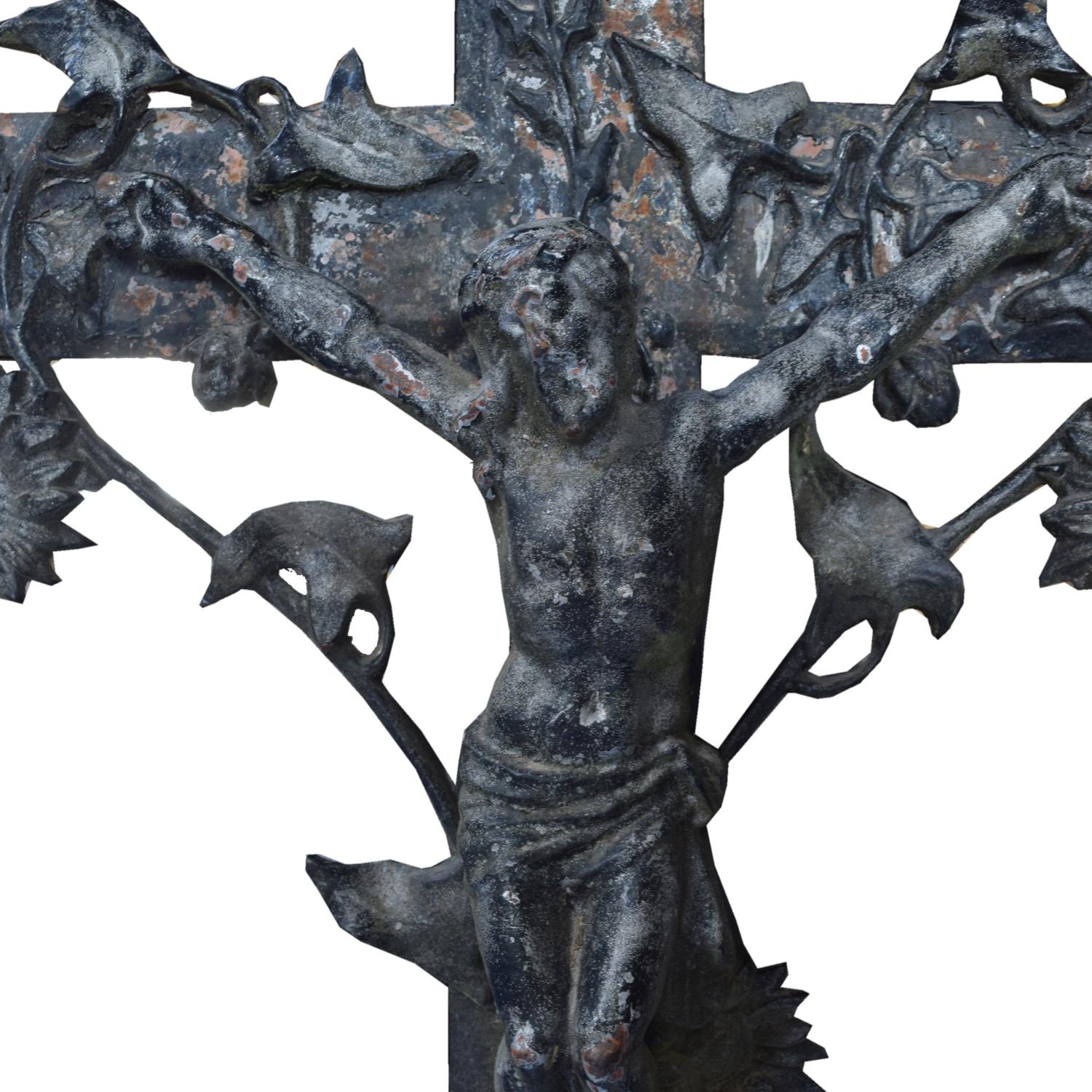 A Cast Iron Crucifix 27.5" W x 5" D x 55" H — France, Circa 1900