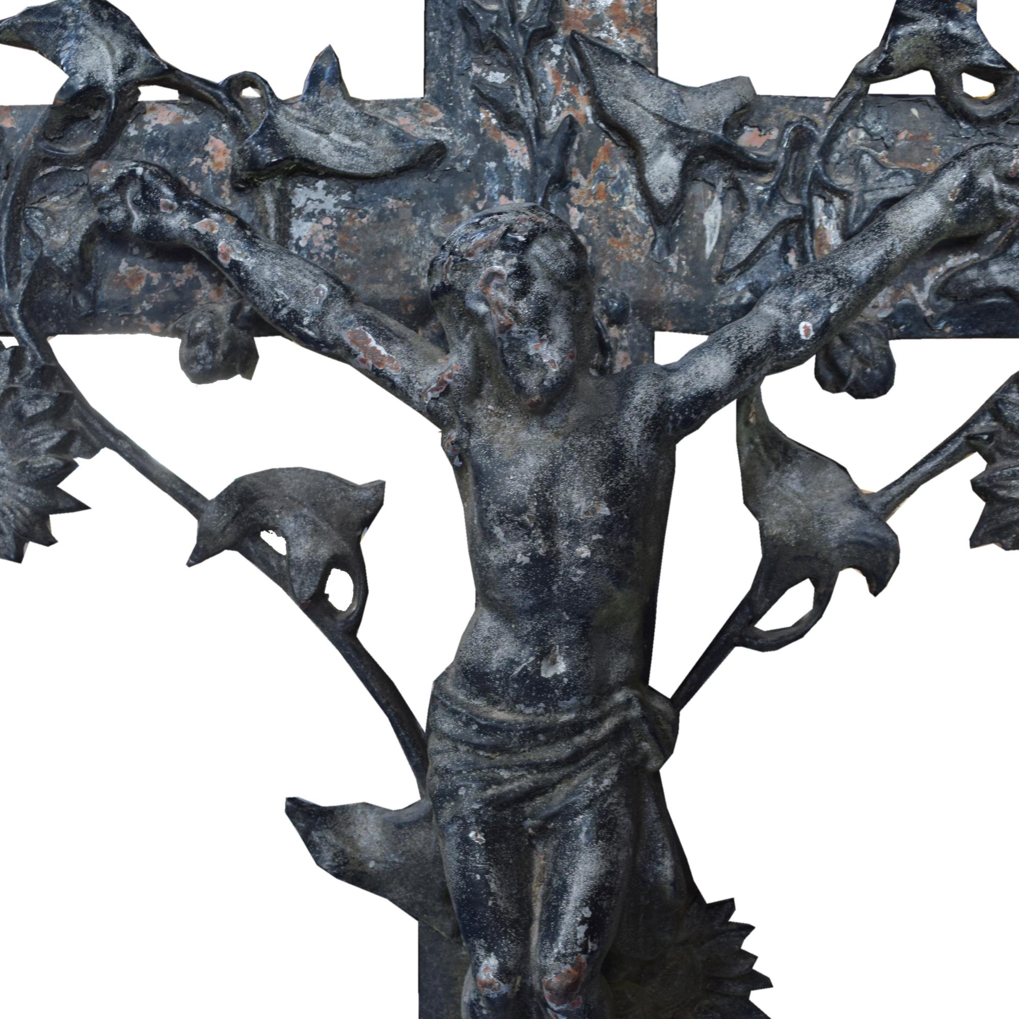 A Cast Iron Crucifix 27.5" W x 5" D x 55" H — France, Circa 1900