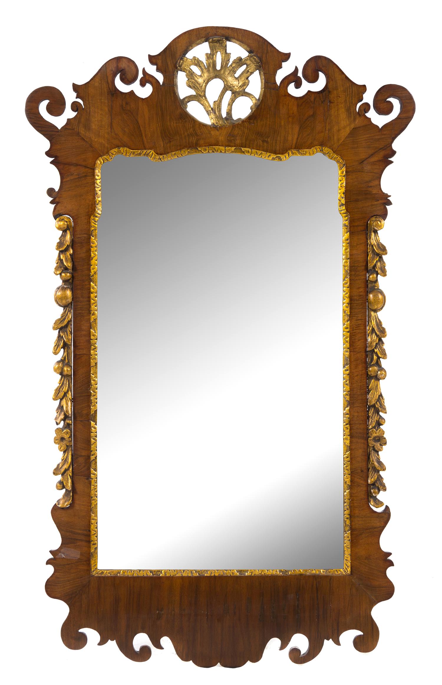 A George II Parcel Gilt Walnut Mirror Height 46 x width 28 inches. — 18TH CENTURY