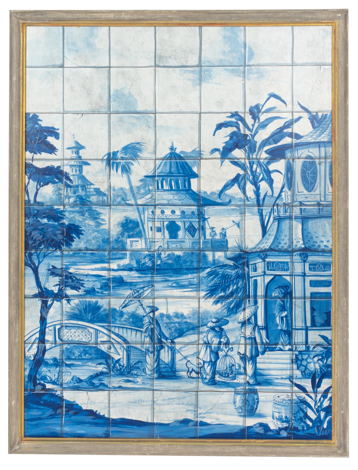 A Pair of Large Tromp L'Oeil Chinoiserie Murals