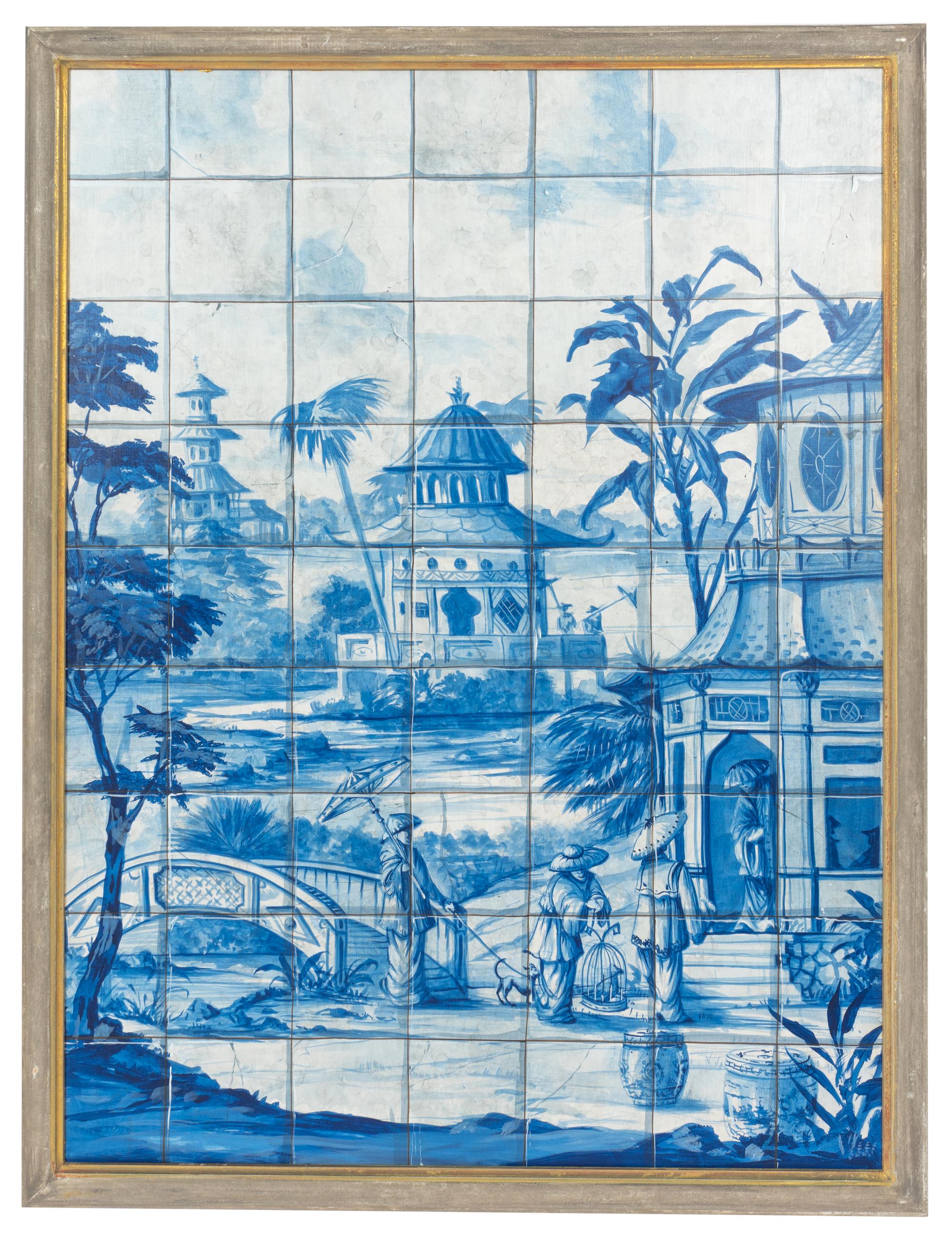 A Pair of Large Tromp L'Oeil Chinoiserie Murals