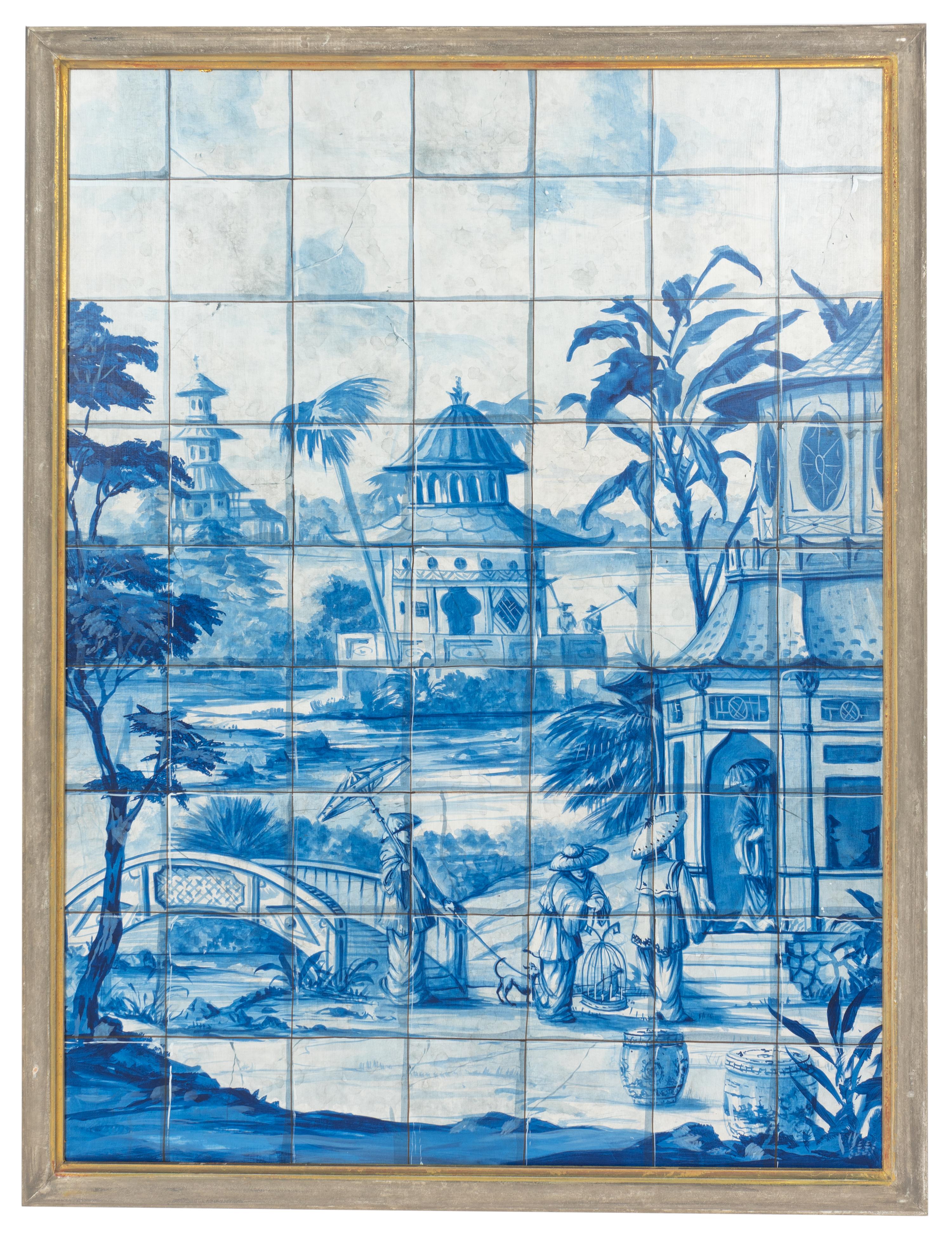 A Pair of Large Tromp L'Oeil Chinoiserie Murals
