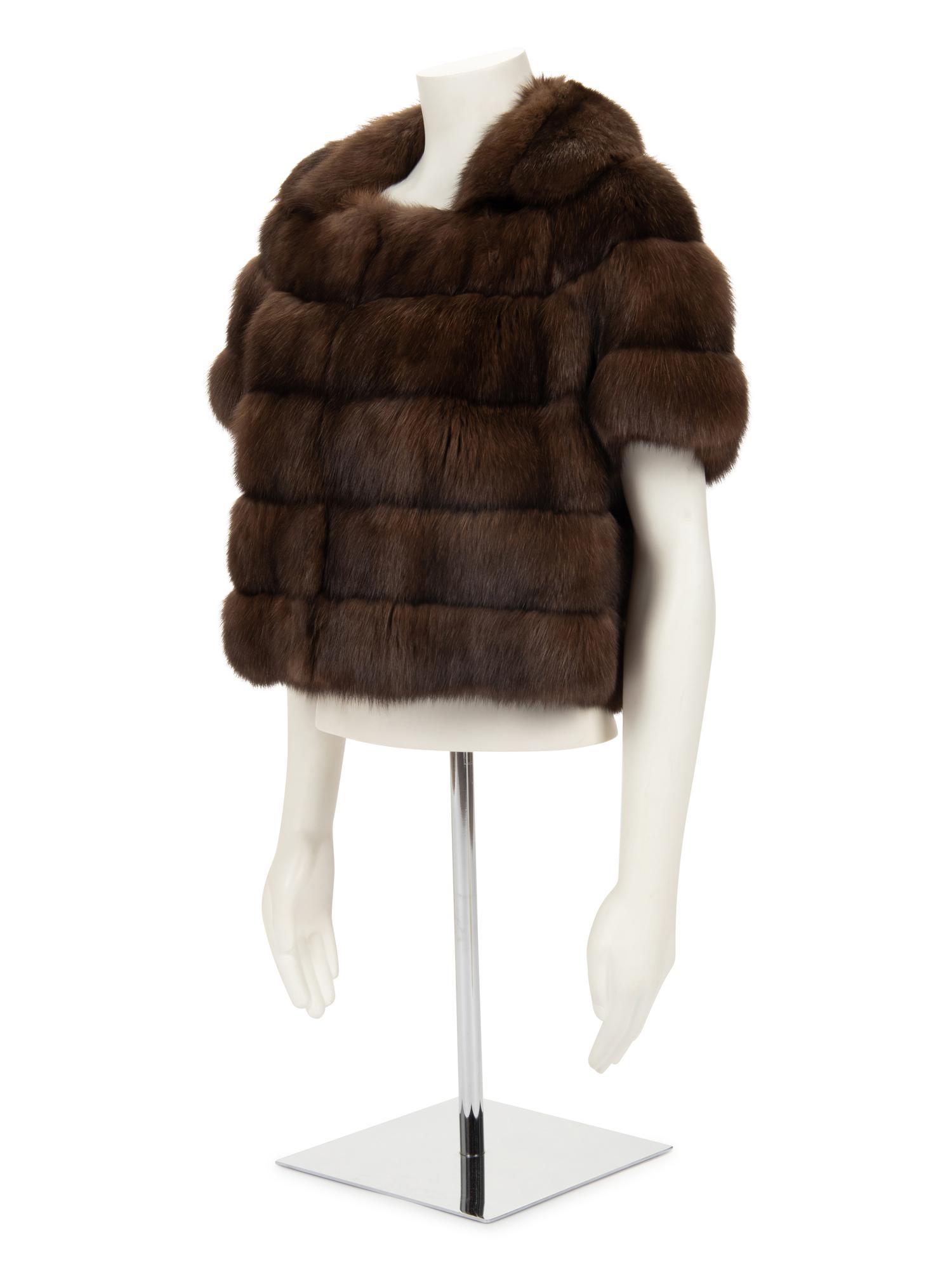 J. Mendel Natural Barguzine Sable Short Sleeve Jacket