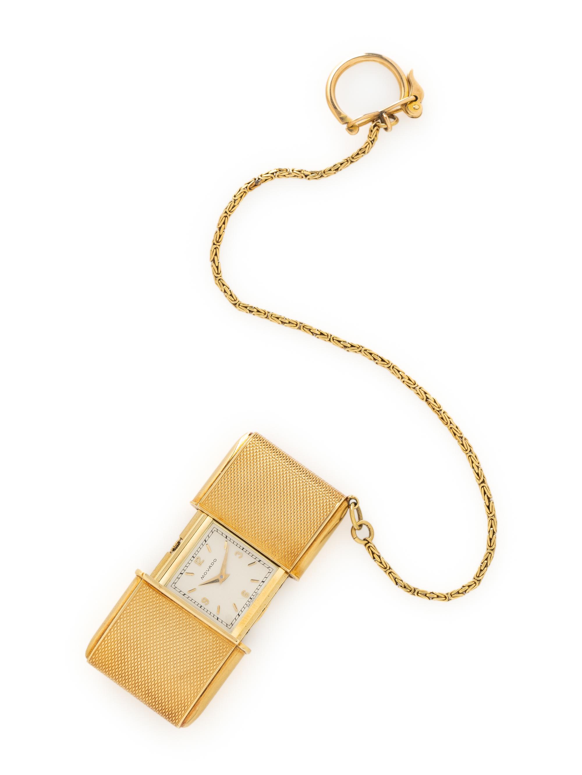 MOVADO, 18K YELLOW GOLD ERMETO TRAVEL WATCH
