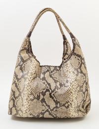 A Carlos Falchi Snakeskin Shoulder Bag, 13" x 11.5" x 7"; Strap drop: 11".