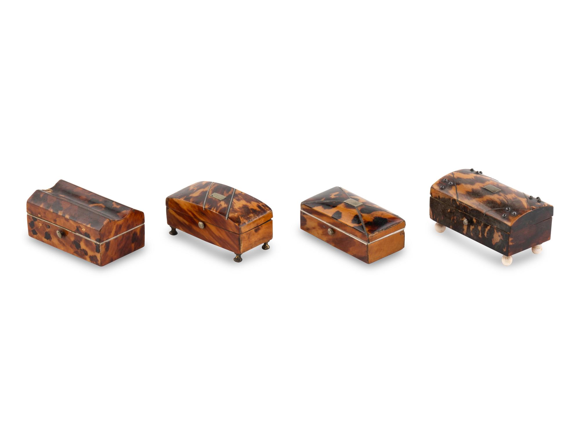 Four English Tortoise Shell Snuff Boxes