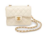 Chanel Mini Flap Bag in White Caviar Leather