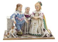 A German Porcelain Figural Group Height 5 1/2 x width 10 x depth 5 1/2 inches. — 19TH CENTURY