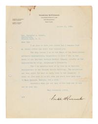 ROOSEVELT, Franklin D. (1882-1945). Typed letter signed ("Franklin D. Roosevelt"), as nominee for New York governor, to Gustavus A. Rogers. New York, 15 August 1928.
