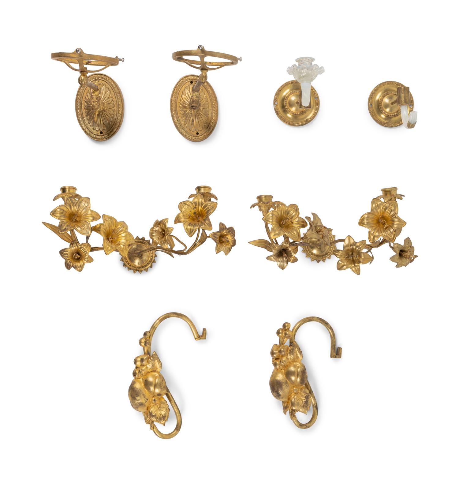Three Pairs of Gilt Metal Sconces