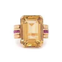 RETRO, CITRINE AND RUBY RING