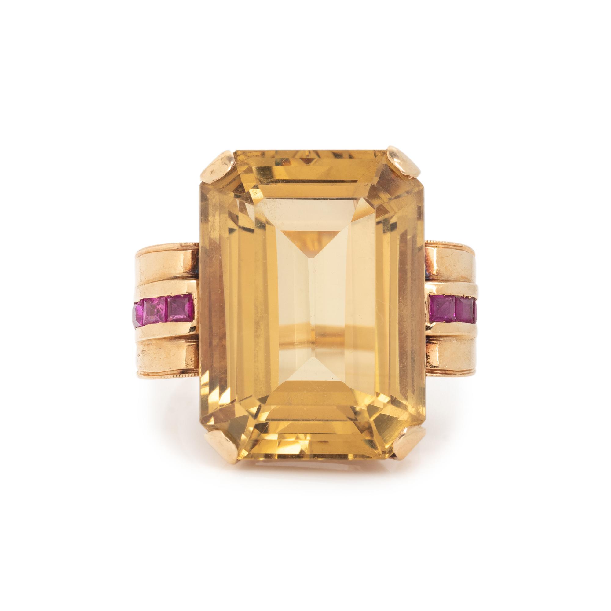 RETRO, CITRINE AND RUBY RING