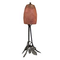 A Fer Forge Art Glass Lamp 6" W x 6" D x 14.5" H — France, Circa 1930