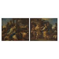 Circle of Luca Giordano (Italian, 1632-1705) — Venus Punishing Psyche with a Task , and Pysche's Parents Offering a Sacrifice to Apollo (a pair)