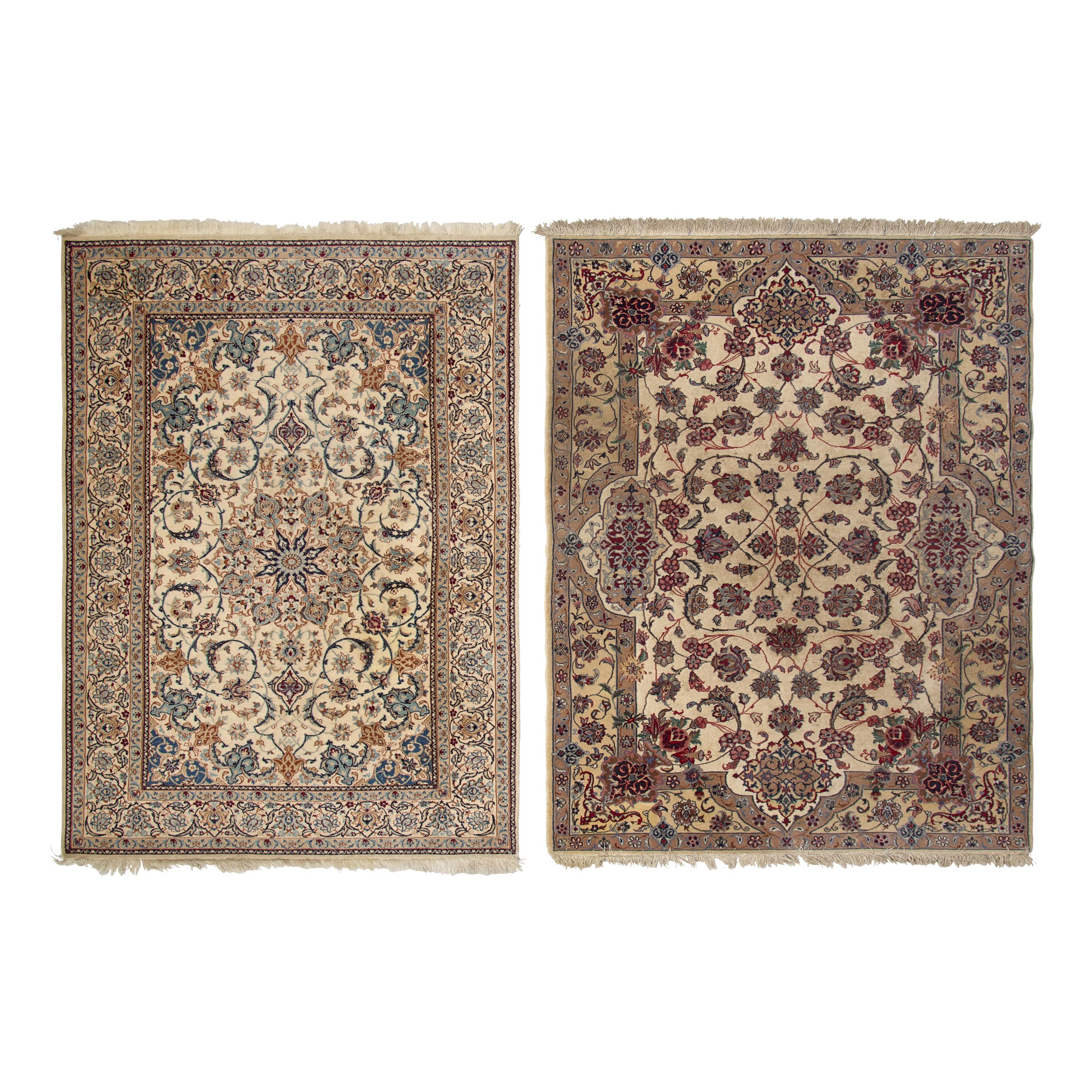 A Nain Silk Rug and a Qom Silk Rug