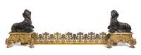 A Pair of Empire Style Gilt and Patinated Bronze Chenets Width of chenet 12 1/2 inches. — 19TH CENTURY