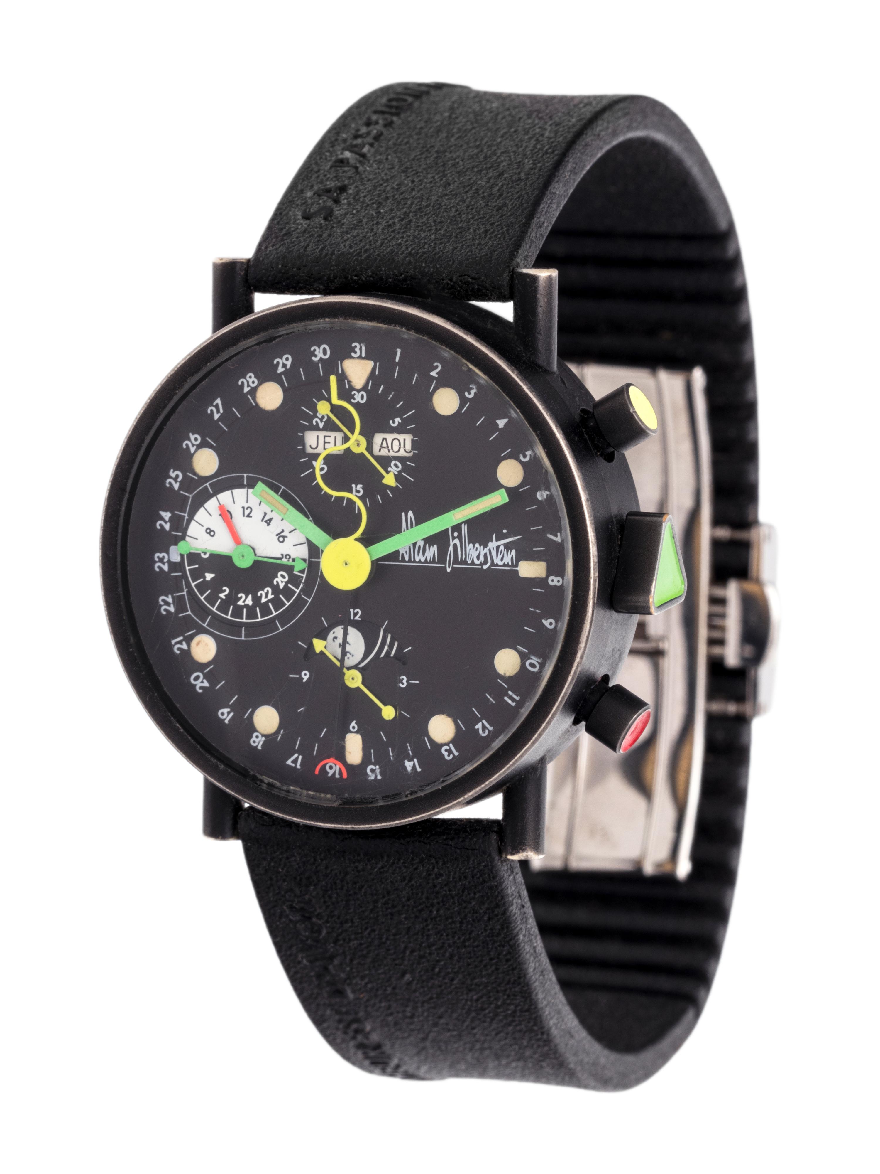 ALAIN SILBERSTEIN, PVD STAINLESS STEEL 'KRONO 2' TRIPLE CALENDAR MOON PHASE CHRONOGRAPH WRISTWATCH, CIRCA 1994