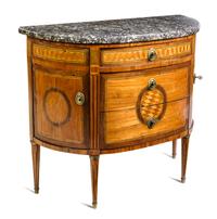 A Louis XVI Gilt Bronze Mounted Parquetry Commode Height 33 x width 38 x depth 17 inches. — 18TH CENTURY