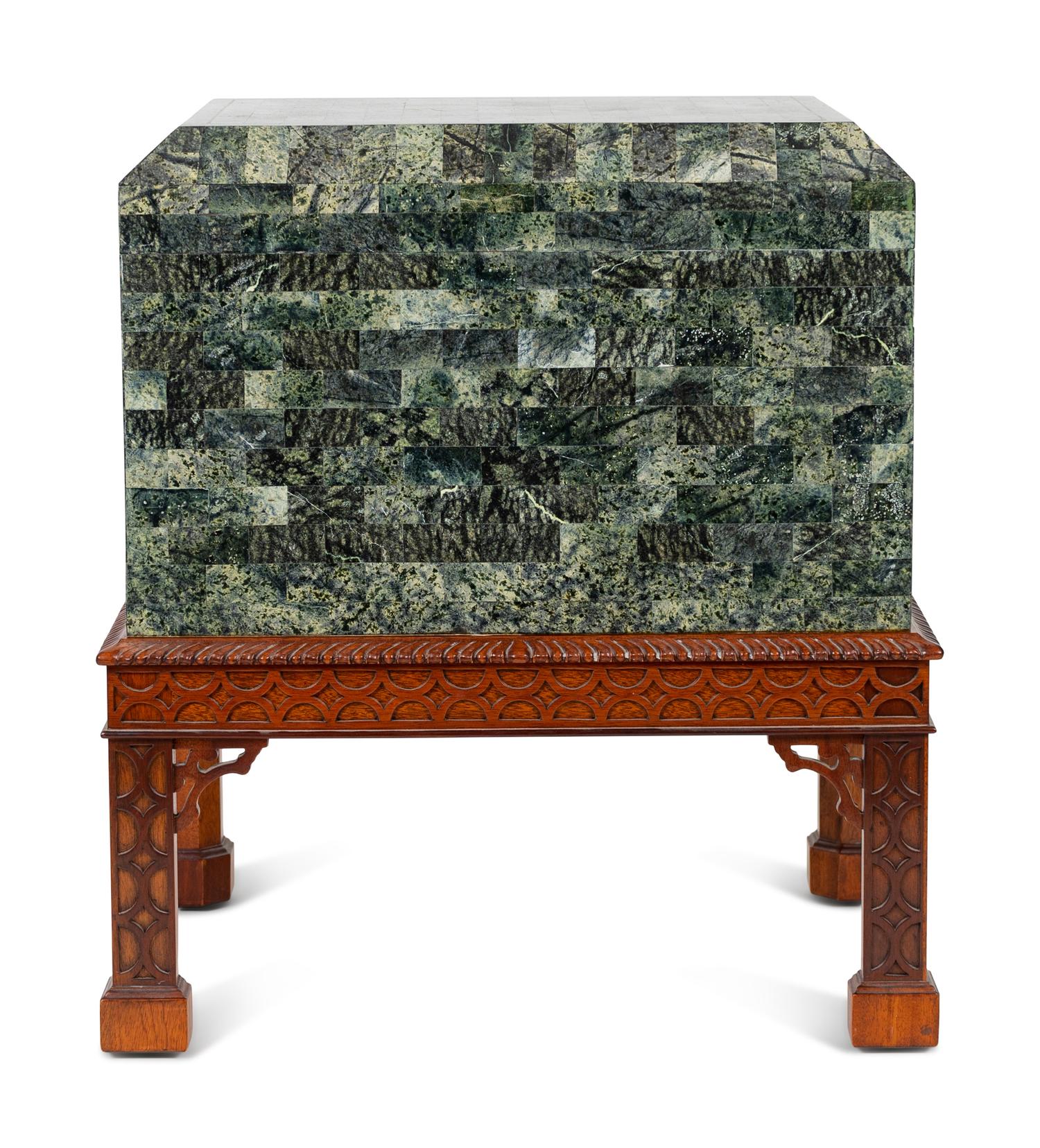 A Tessellated Marble Box on Chippendale Style Stand — 20TH CENTURY