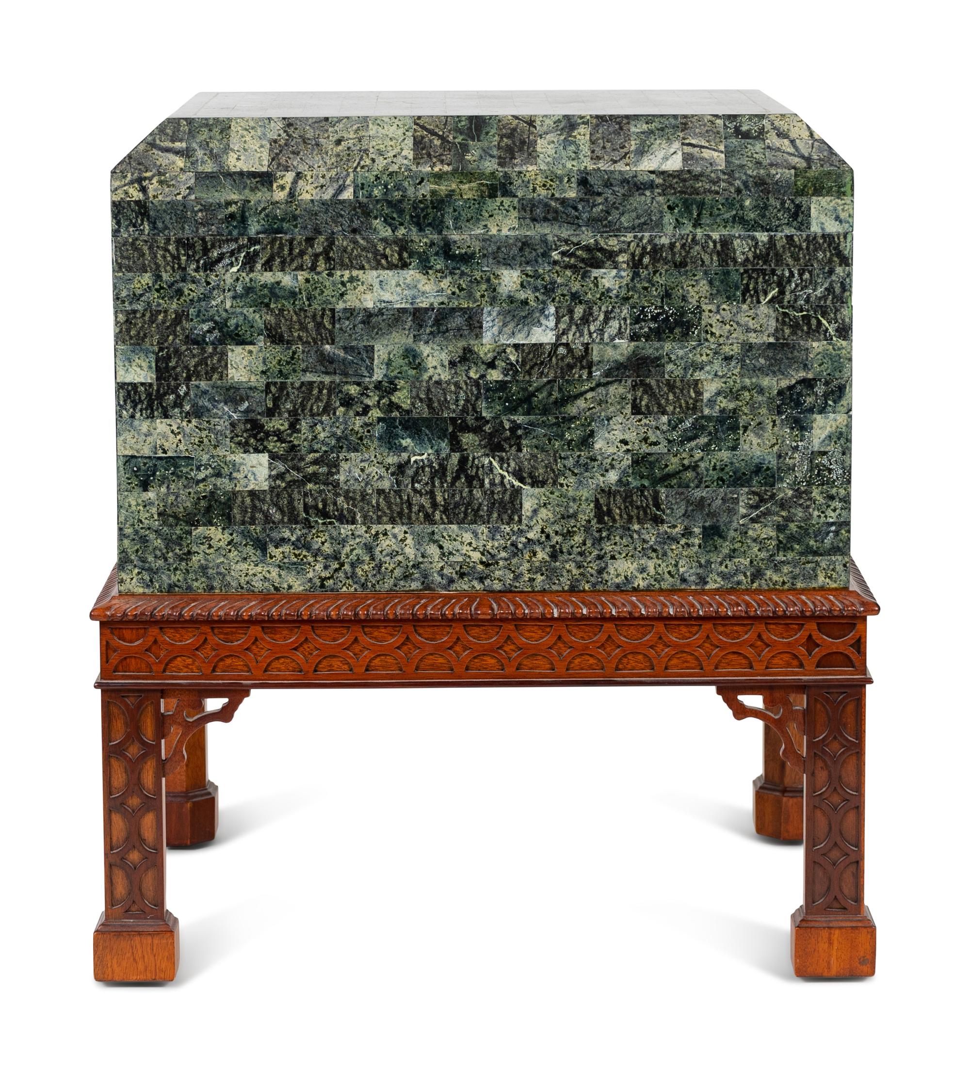 A Tessellated Marble Box on Chippendale Style Stand — 20TH CENTURY