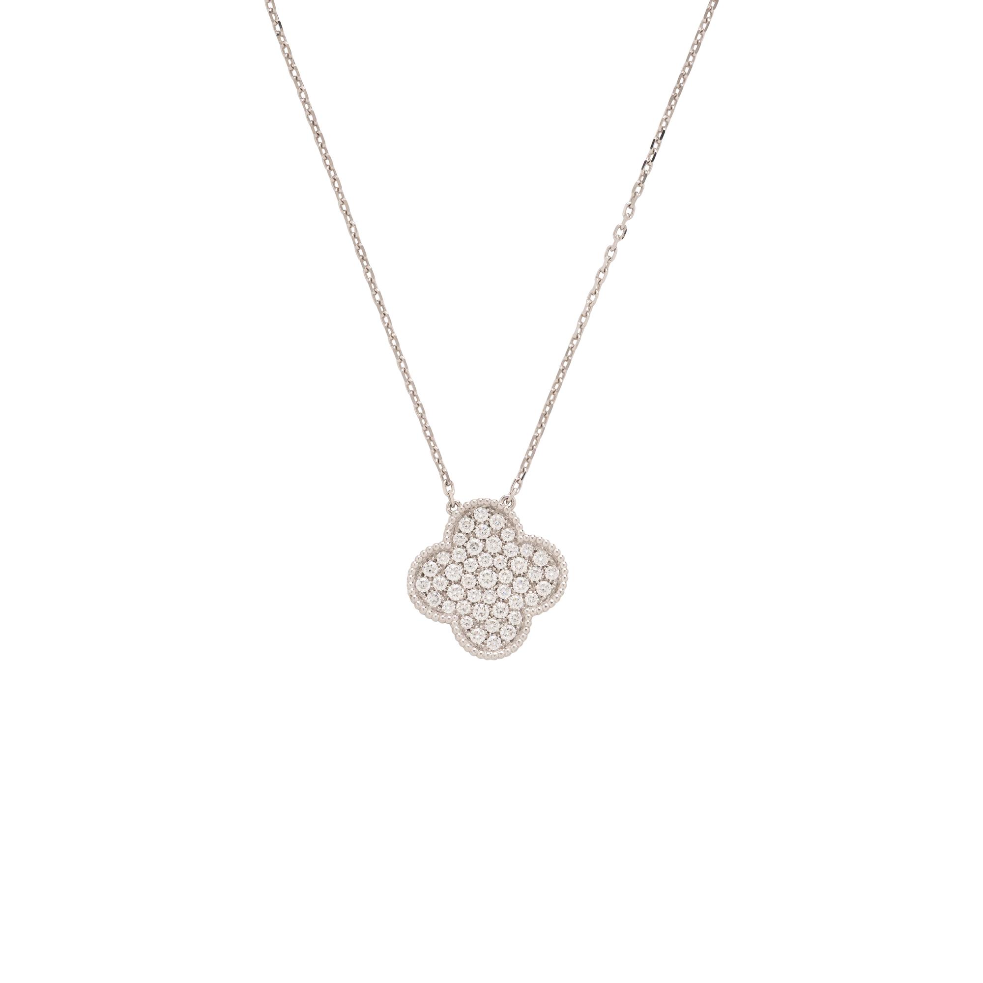 Diamond and White Gold Quatrefoil Necklace