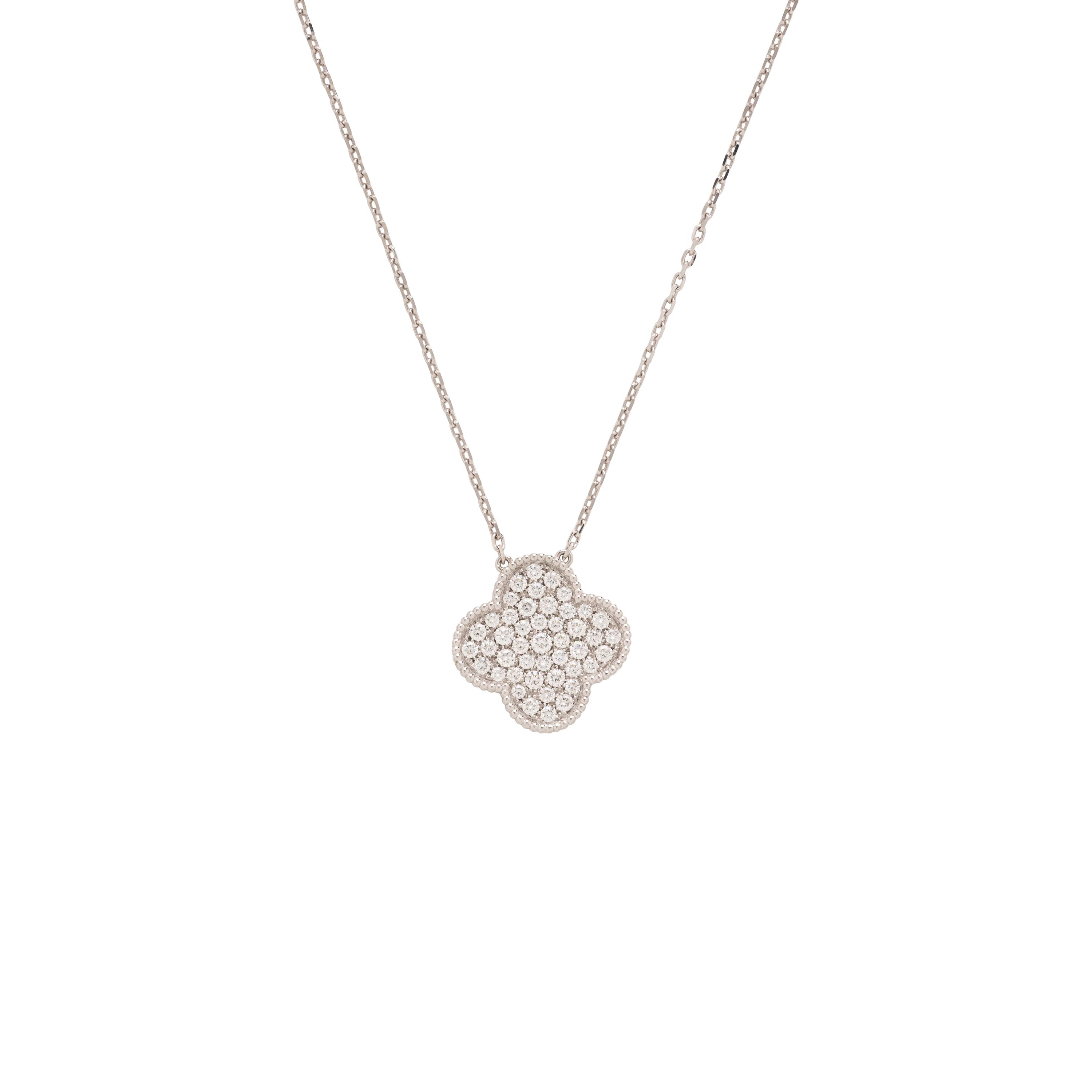 Diamond and White Gold Quatrefoil Necklace
