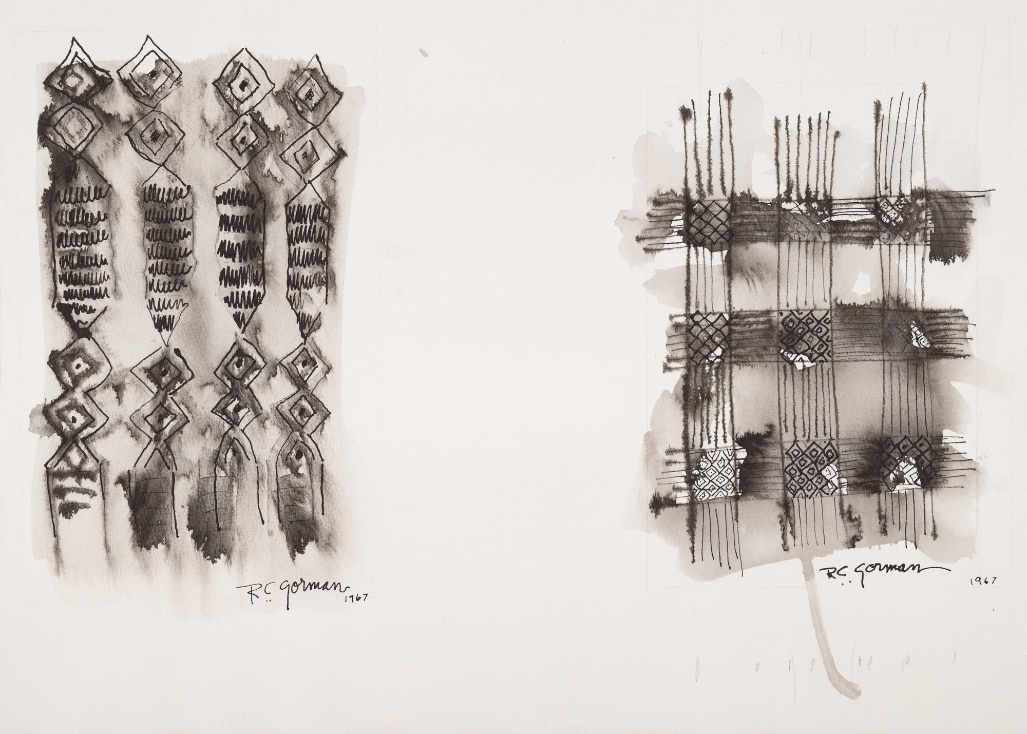 Black and White Abstract Diptych