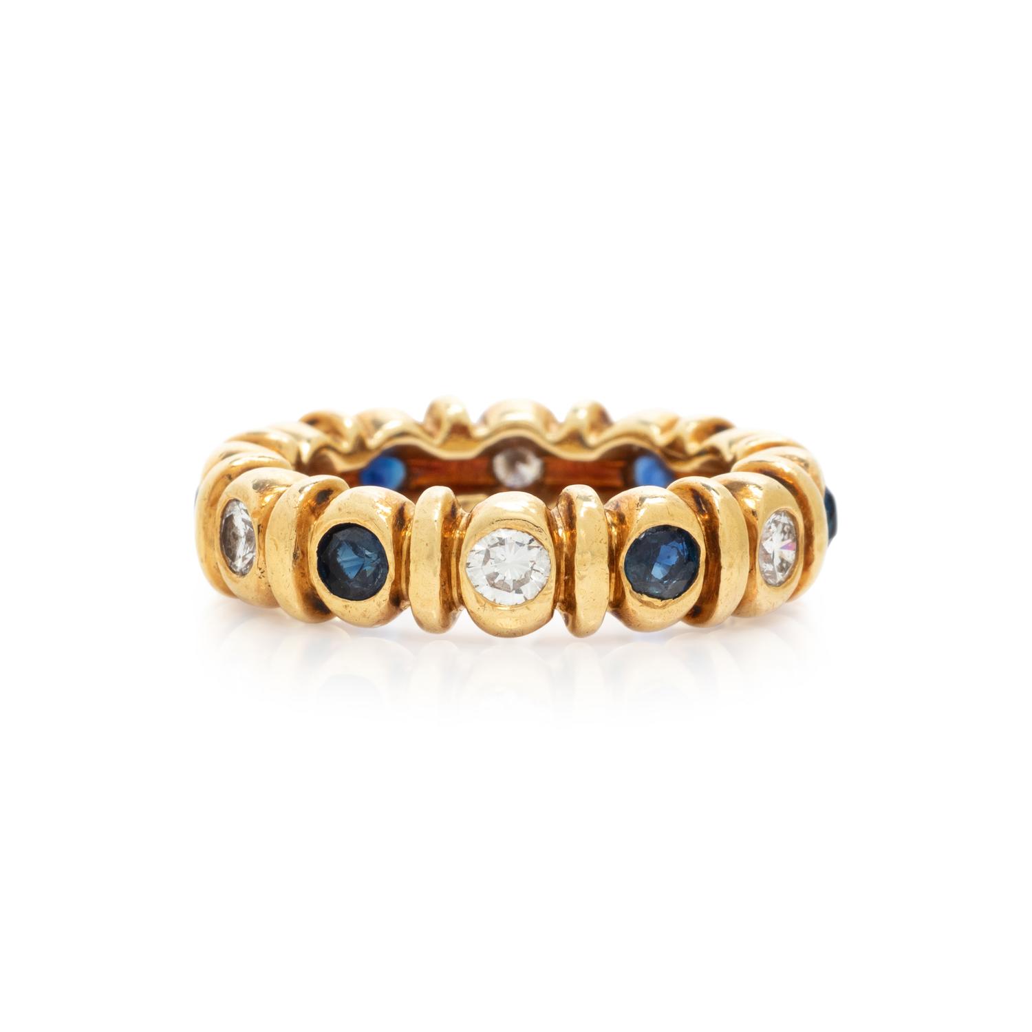 CARTIER, DIAMOND AND SAPPHIRE BAND