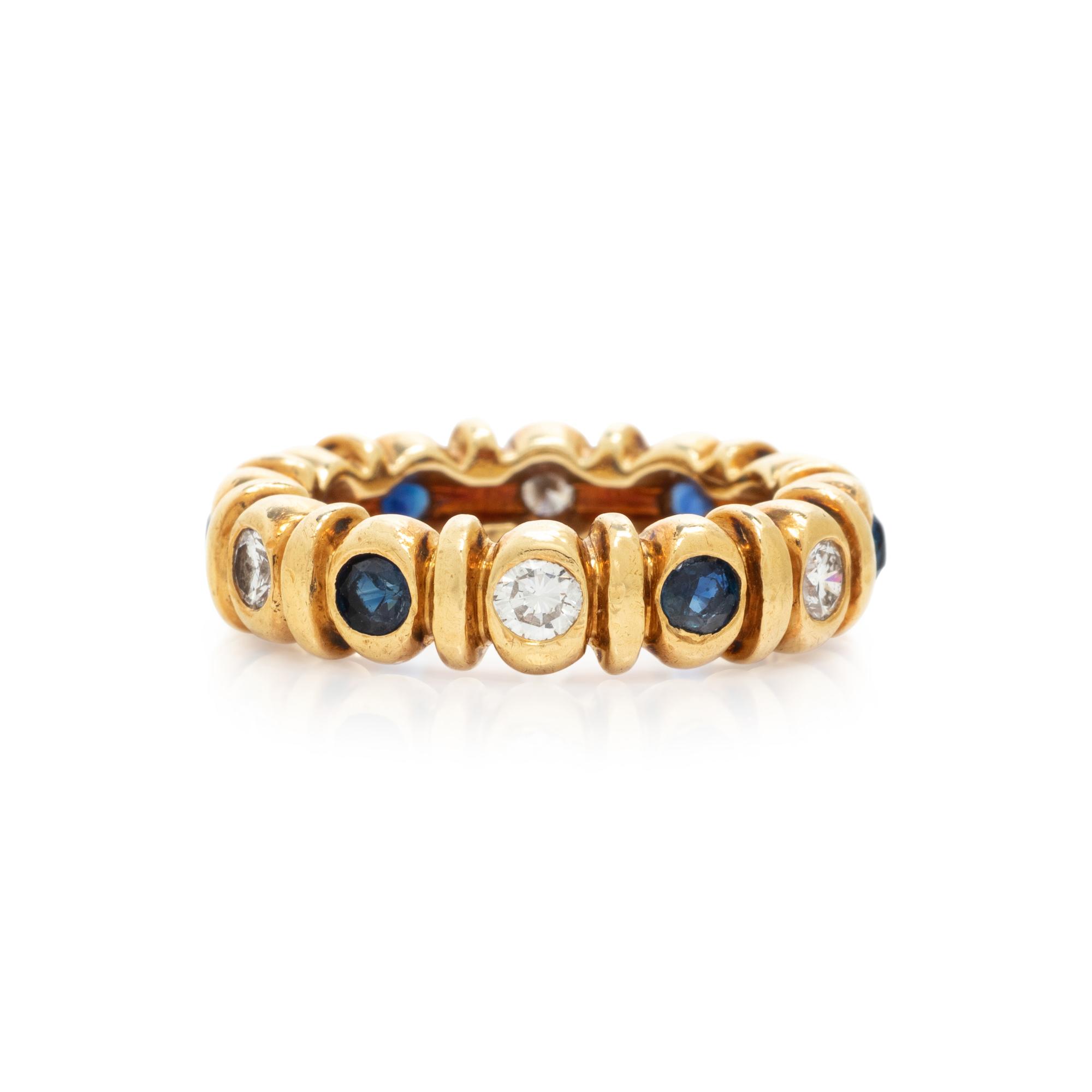 CARTIER, DIAMOND AND SAPPHIRE BAND
