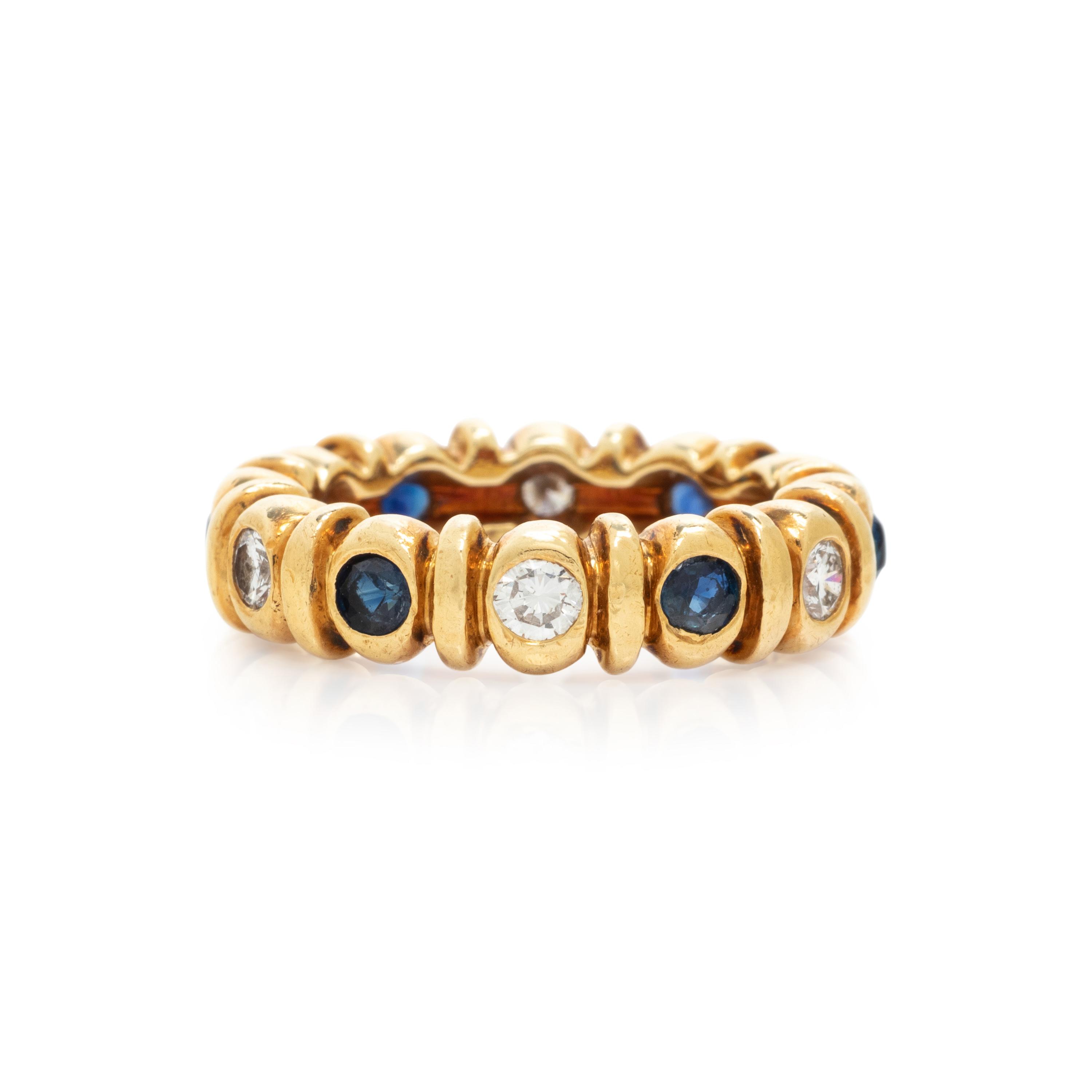 CARTIER, DIAMOND AND SAPPHIRE BAND