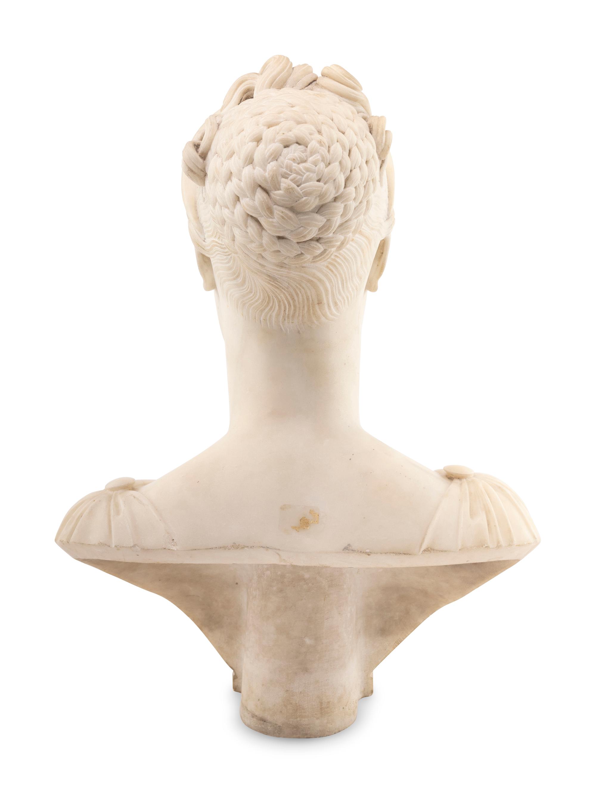 A French Carved Marble Bust of Elisa Bonaparte