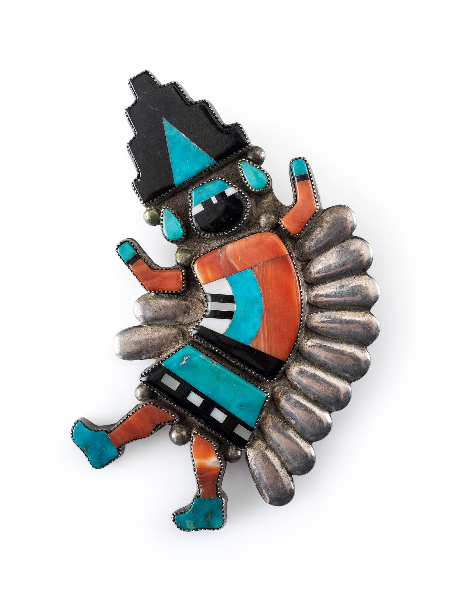 Zuni Silver and Mosaic Inlay Rainbow Man Pin / Brooch