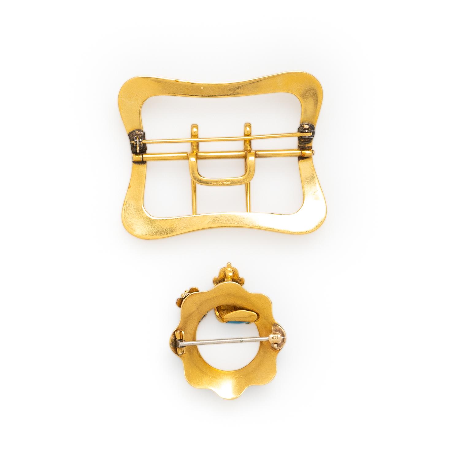 VICTORIAN, COLLECTION OF YELLOW GOLD BUCKLE BROOCHES