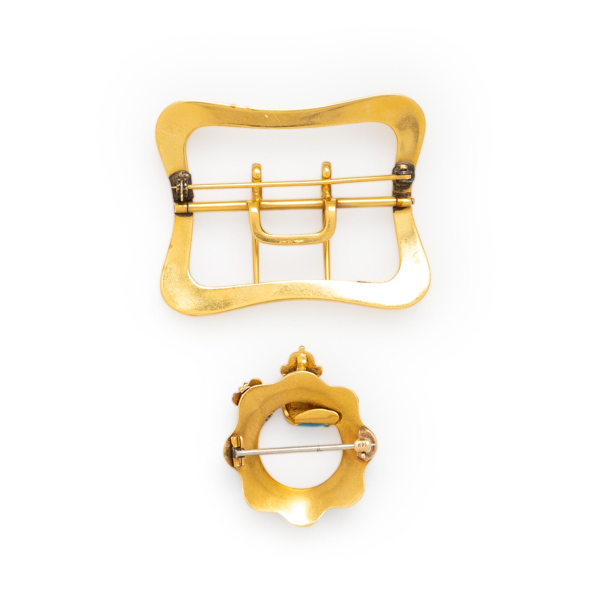 VICTORIAN, COLLECTION OF YELLOW GOLD BUCKLE BROOCHES