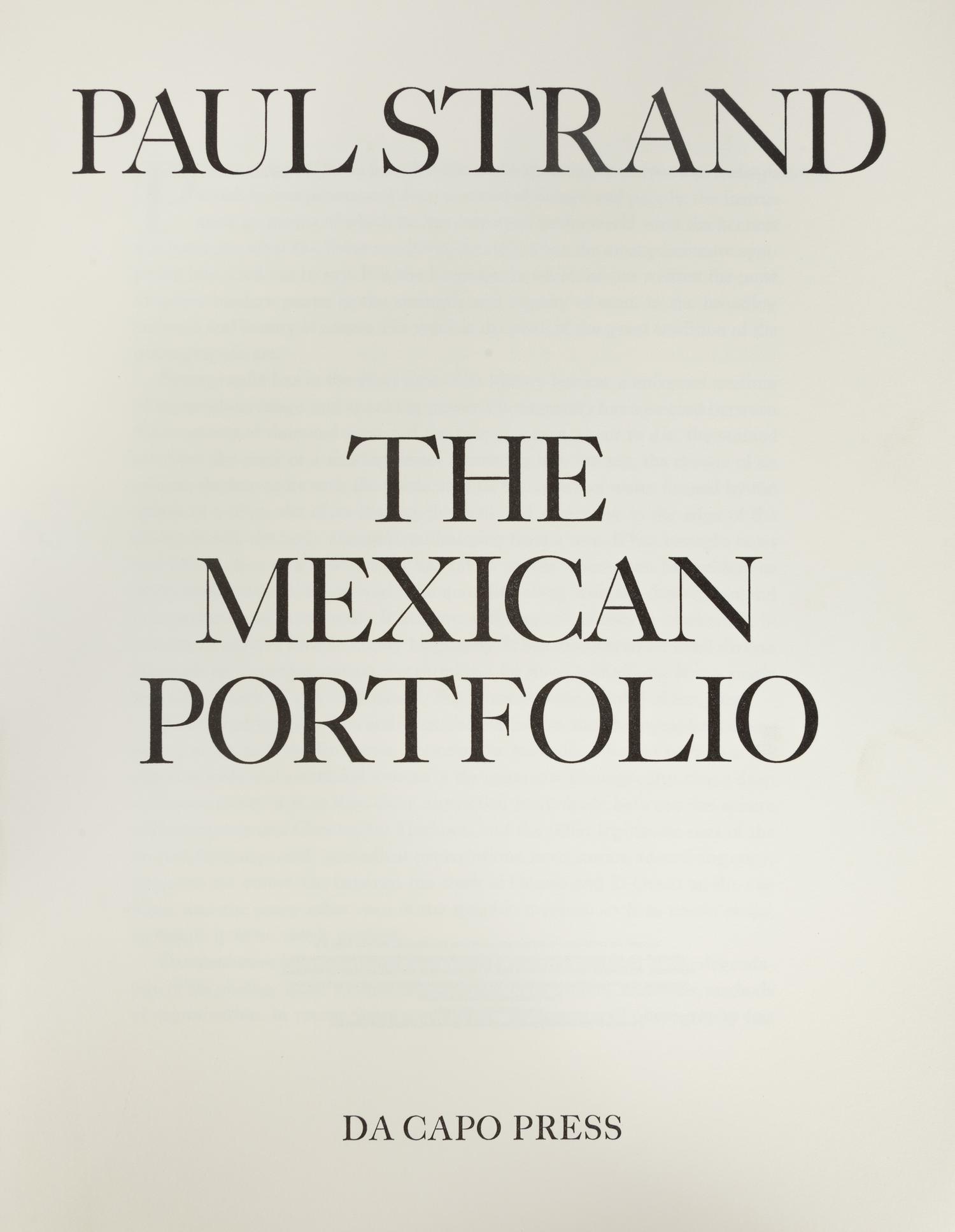 Paul Strand, The Mexican Portfolio