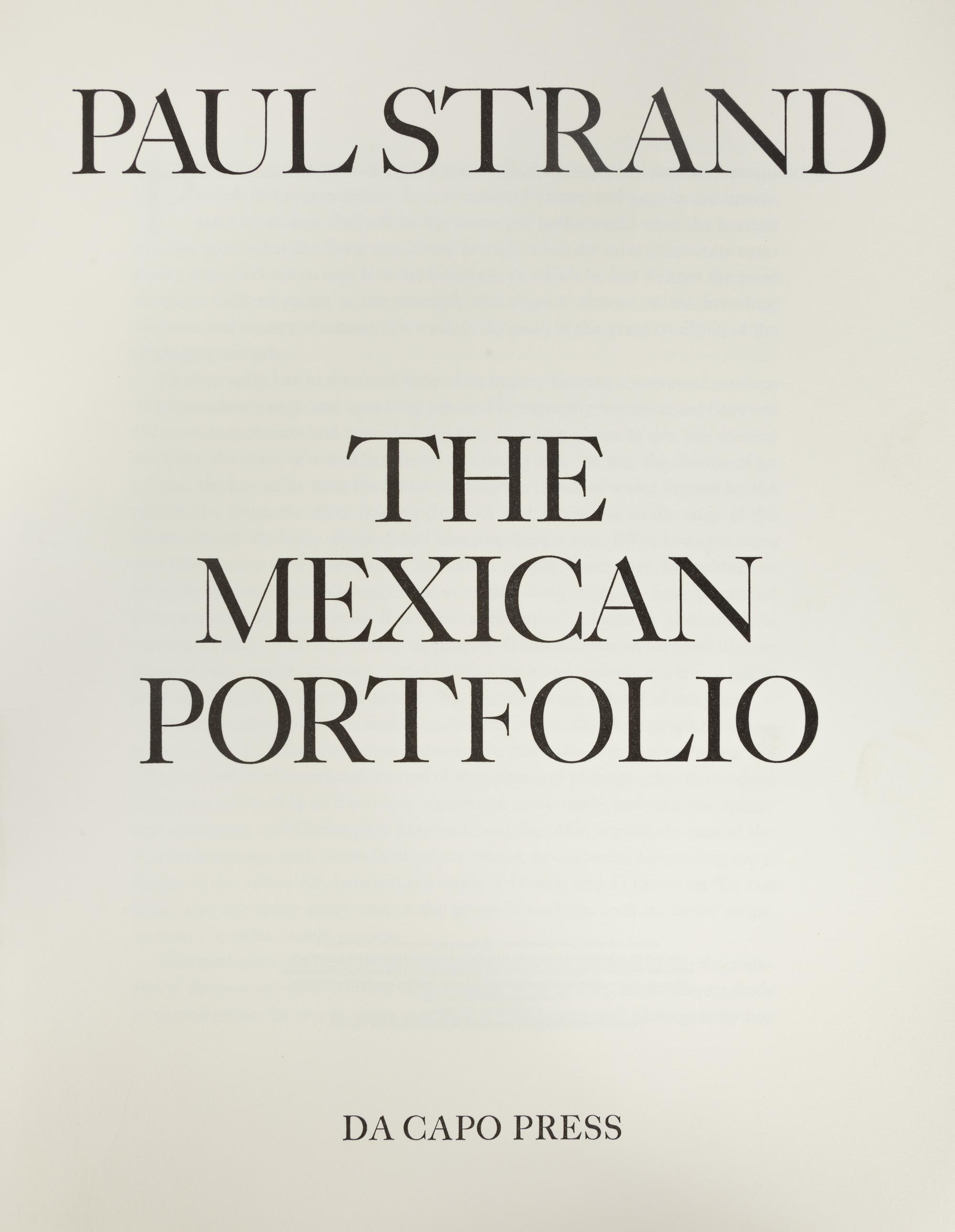 Paul Strand, The Mexican Portfolio