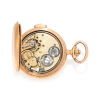 VOLTA, 18K YELLOW GOLD CHRONOGRAPH MINUTE REPEATER HUNTER CASE POCKET WATCH