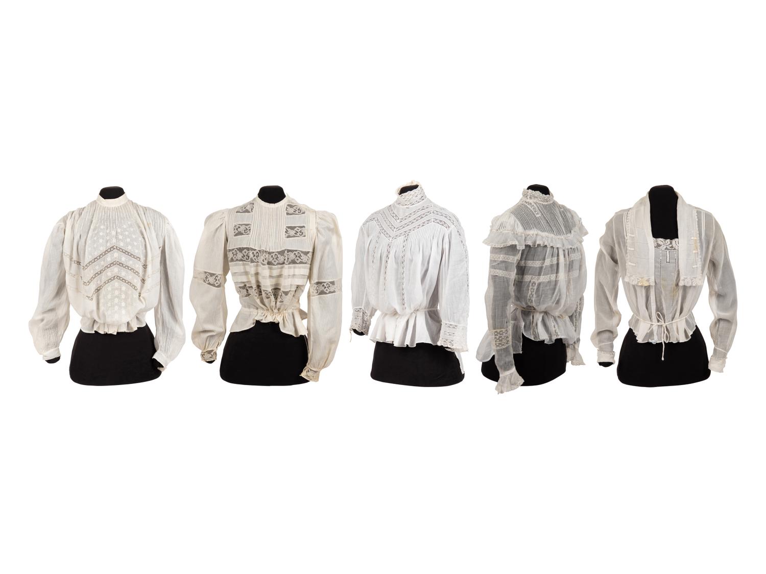 Collection of Five Shirtwaists, 1890-1905