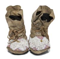 Northern Plains Beaded Hide High Top Moccasins, with Church