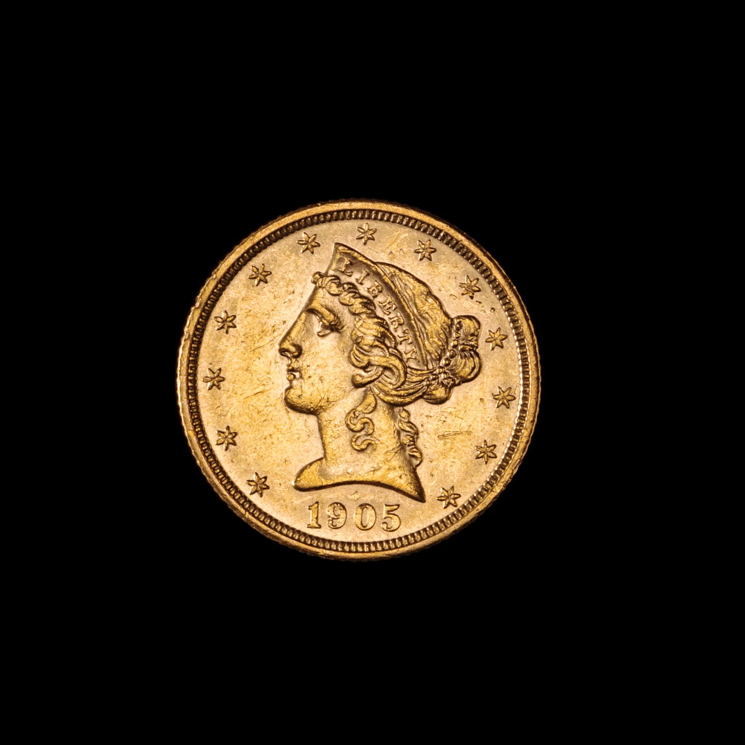 A United States 1905 Liberty Head $5 Gold Coin