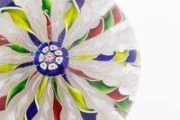 A Four-Color Ribbon and Latticino Twist Crown Glass Paperweight