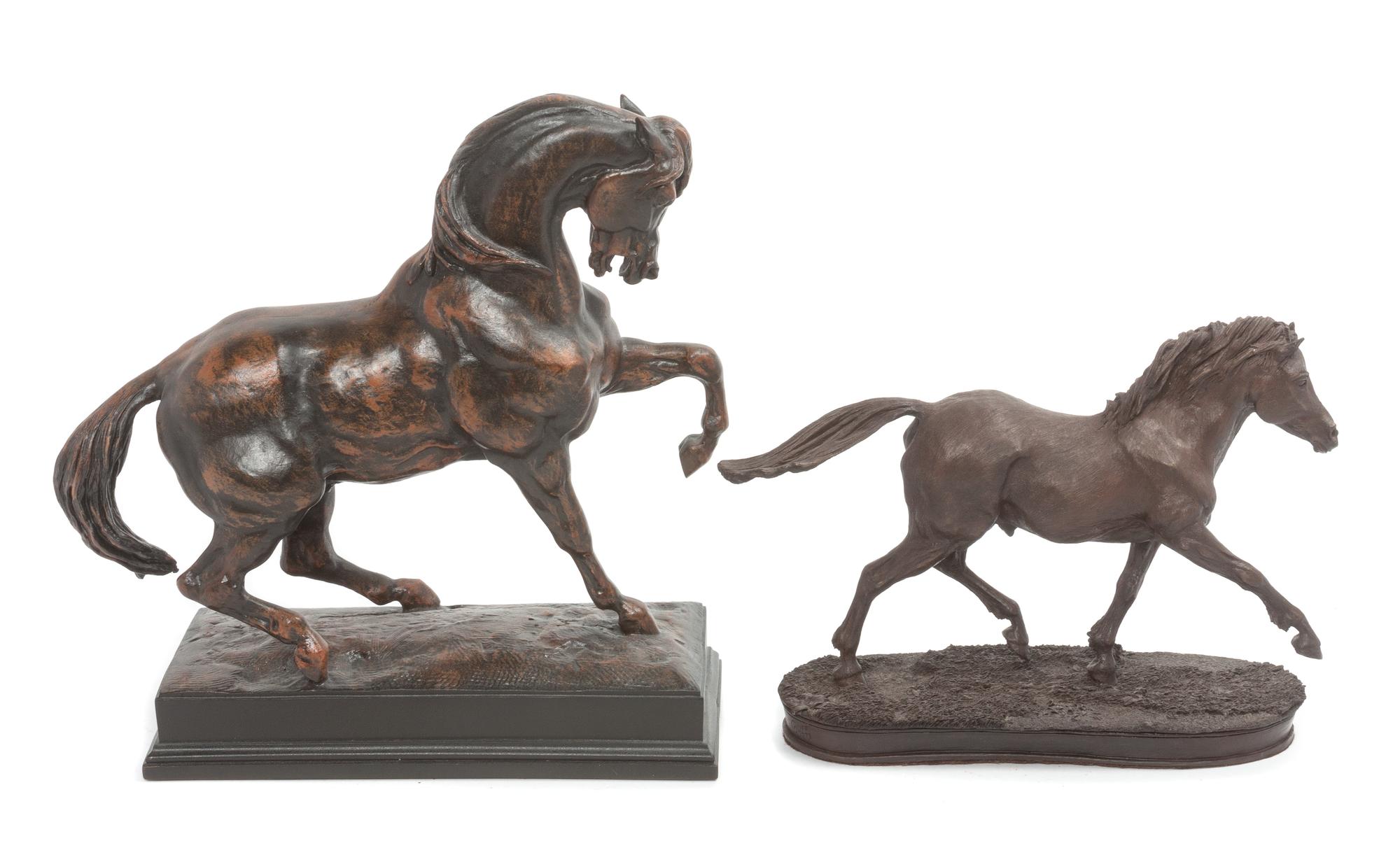 Two Bronzed Cast Resin Figures Width of wider 12 inches. — LATE 20TH CENTURY