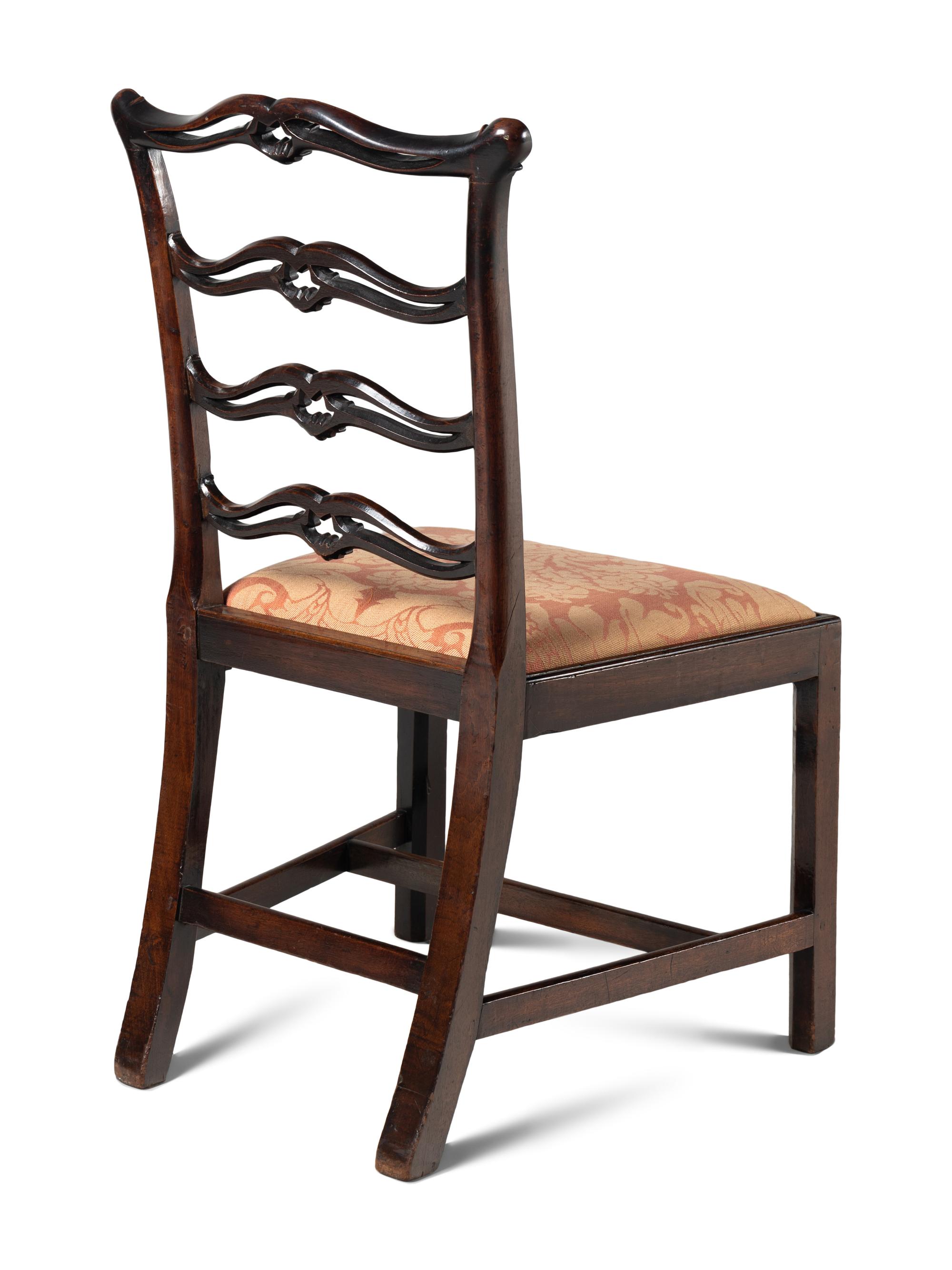 A Pair of George III Mahogany Ladderback Side Chairs