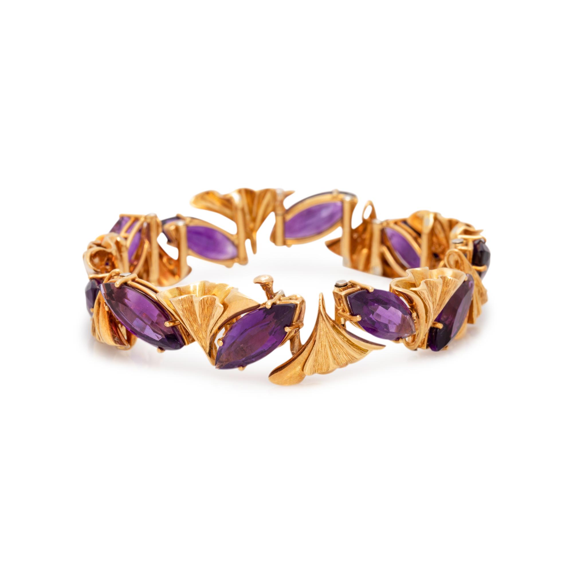 YELLOW GOLD AND AMETHYST BRACELET