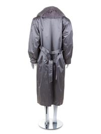 Silver Sateen and Sable and Fox Fur Lined Trench Coat, 1990's-2000's