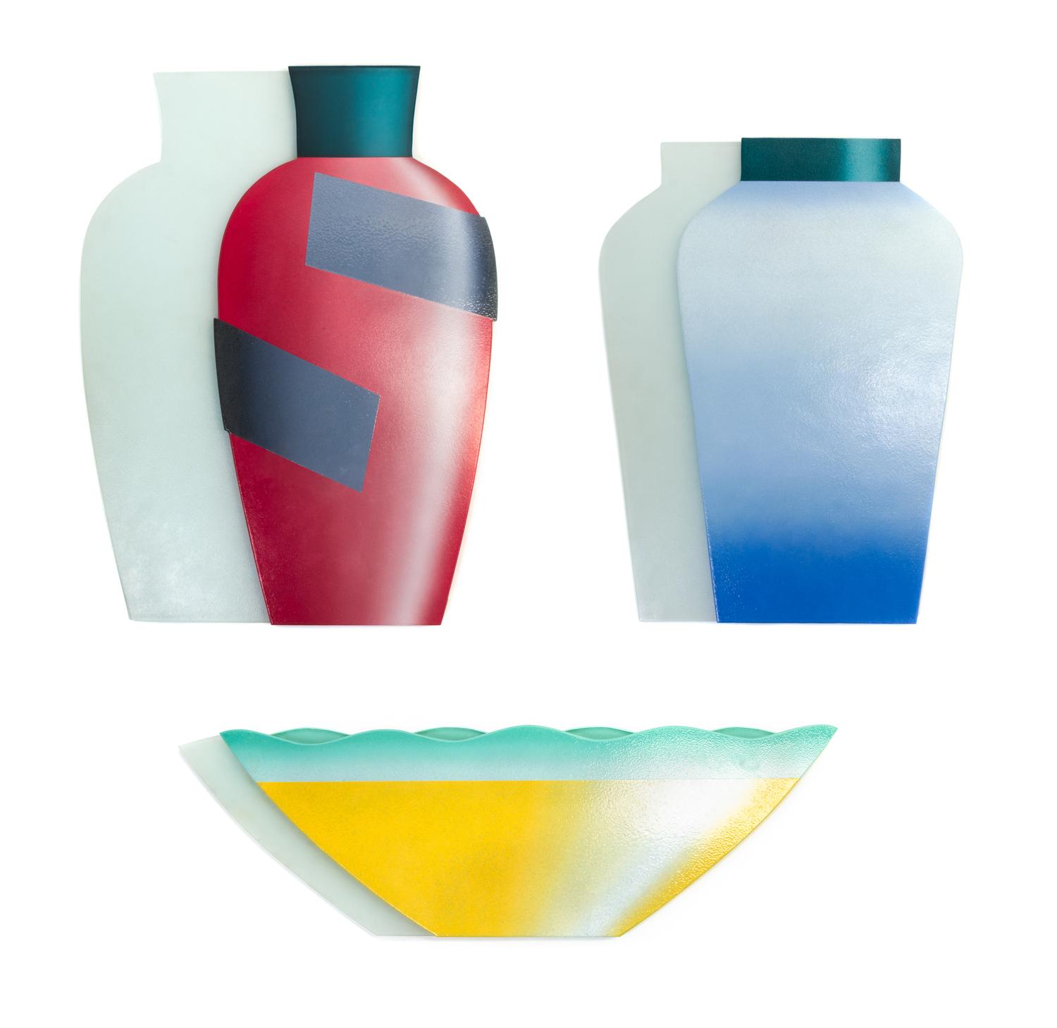 Three American Studio Glass Vessels Height of tallest 22 3/4 inches. — SUSIE KRANSNICAN (b. 1954) and Margie Jarvis (b. 1956)