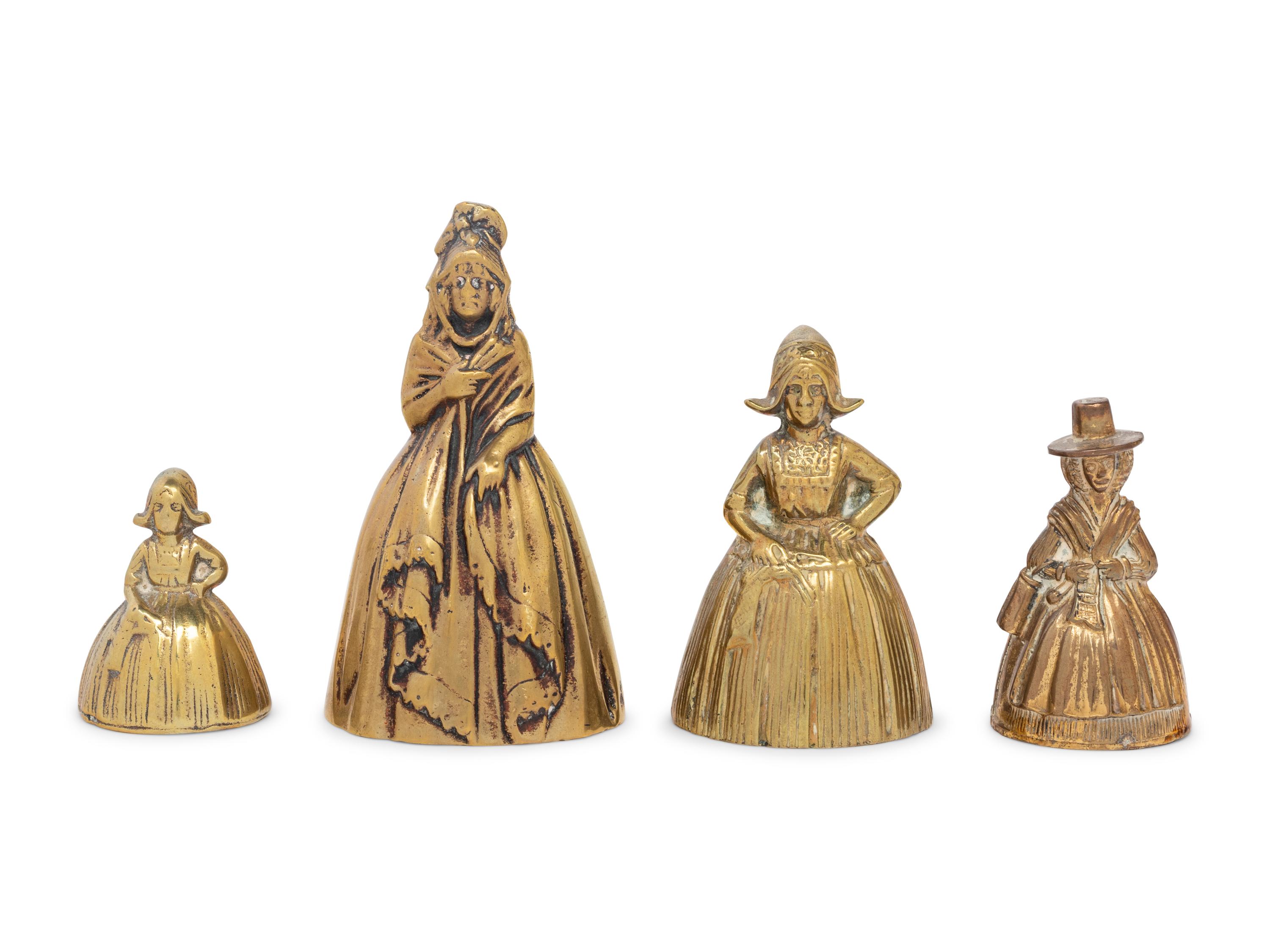 Four Dutch Figural Brass Bells
