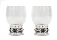 A Pair of Danish Silver Wine Cups, Georg Jensen Silversmithy, Copenhagen, Second Half 20th Century, each having a spot-hammered finish