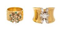 A Collection of 14 Karat Yellow Gold and Diamond Rings, 11.50 dwts.